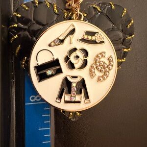 Fashion inspired Gold Textured Pendant Bag Tag with room for more Charms